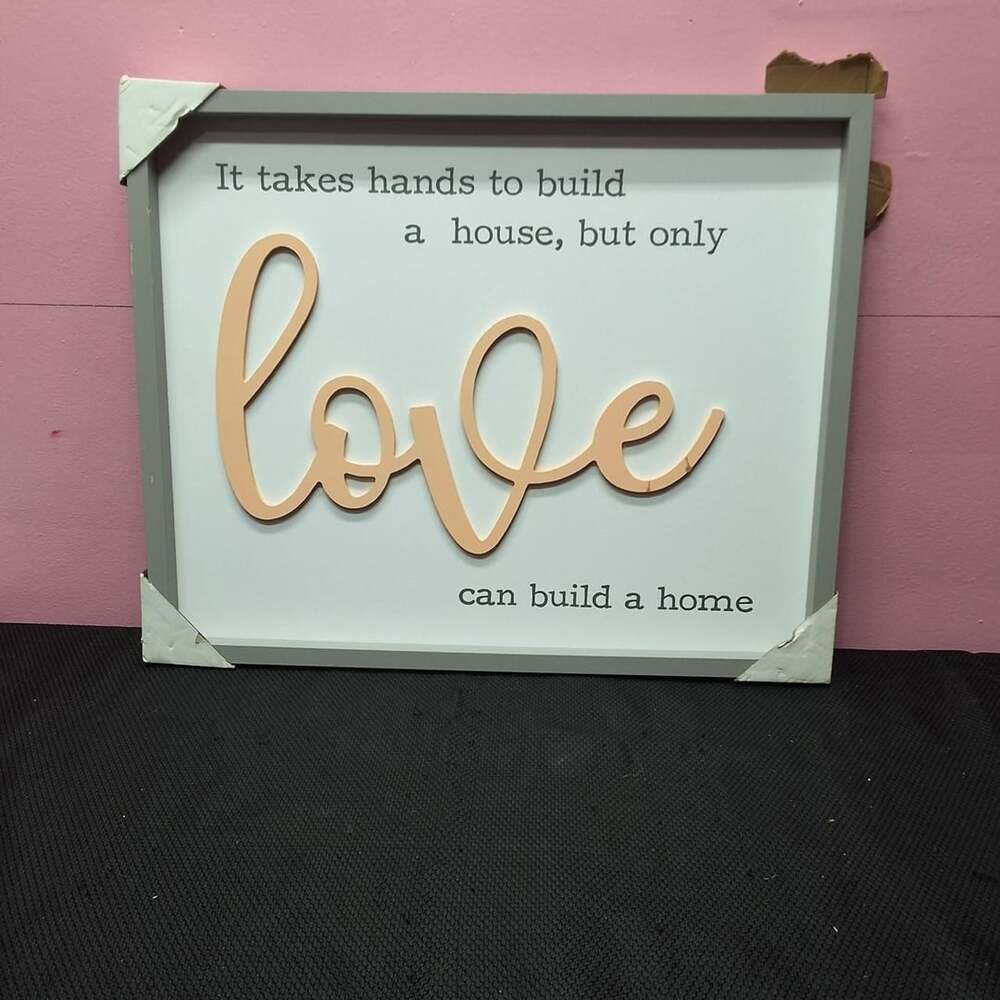 Framed Wooden Sign It Takes Hands To Build A House